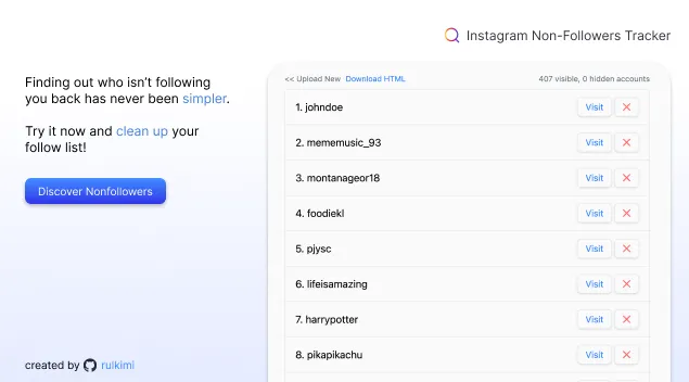 Instagram Non-followers Tracker.
