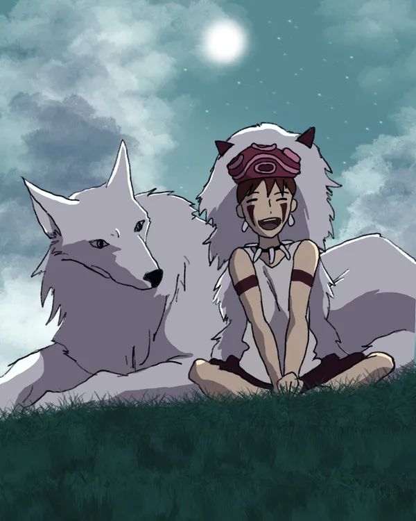 An art piece of Princess Mononoke by rulkimi.
