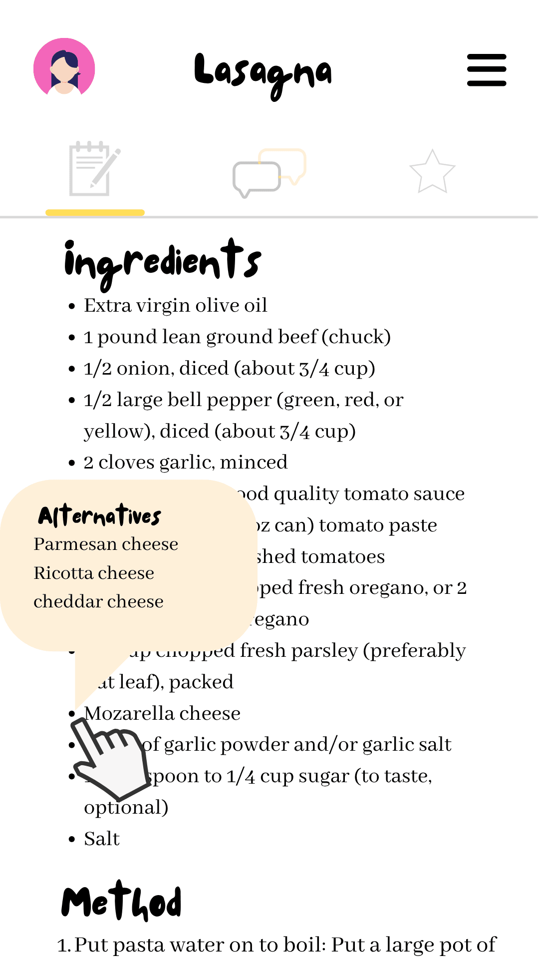 Original Instant Delight mockup - recipe view