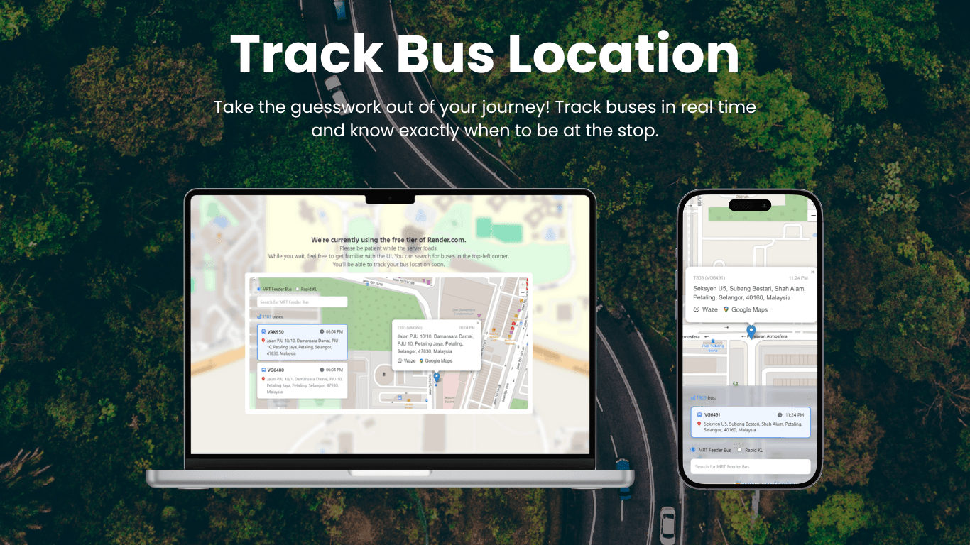 A preview of Bus Location Tracker