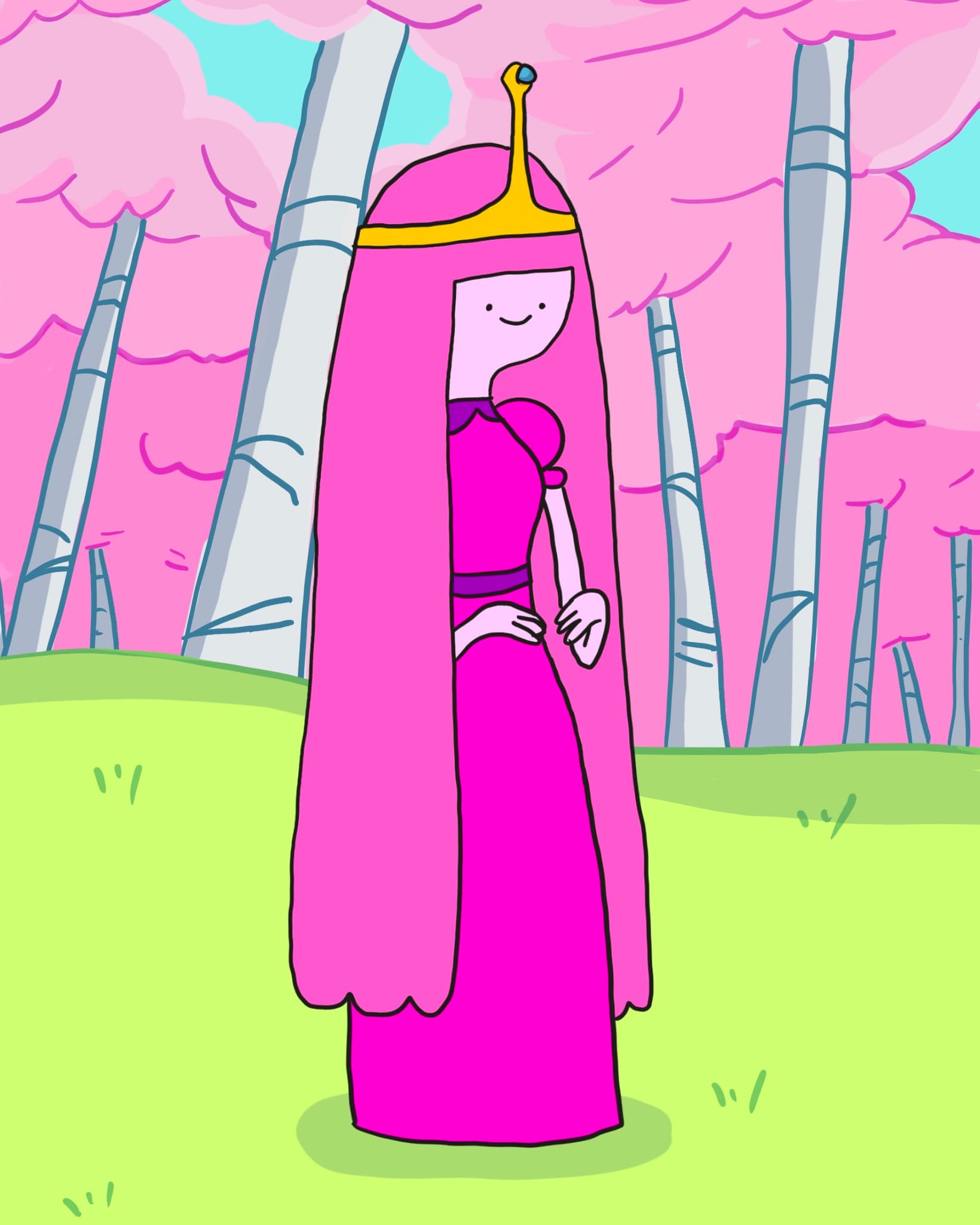 An art piece of Princess Bubblegum by rulkimi.