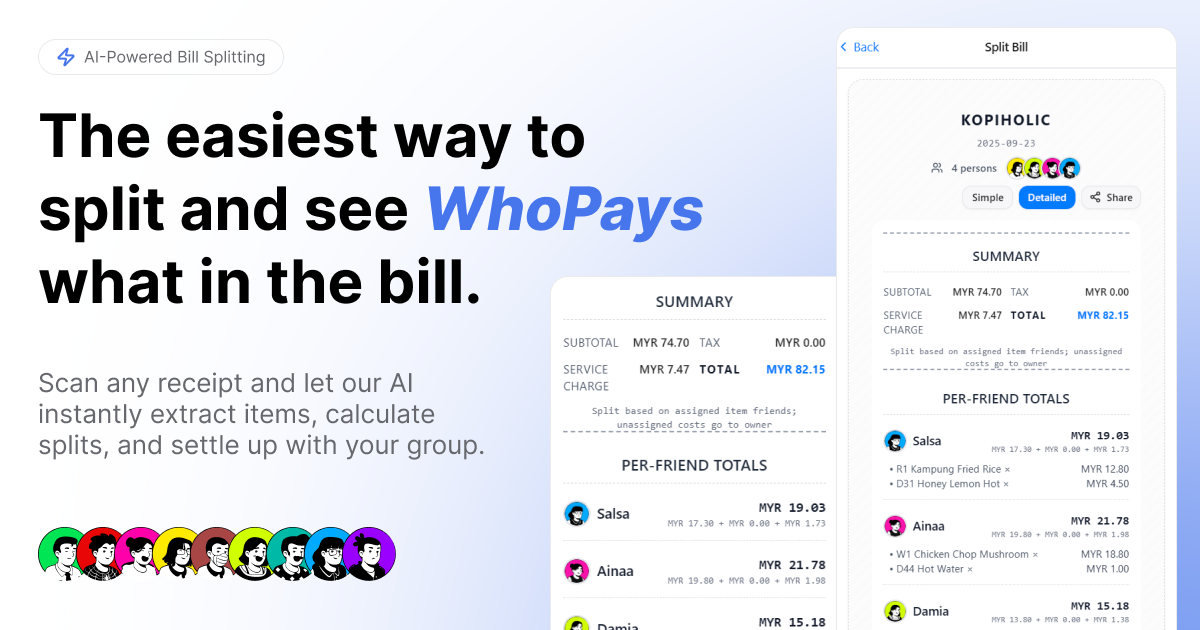 A preview of 分账侠 (WhoPays)